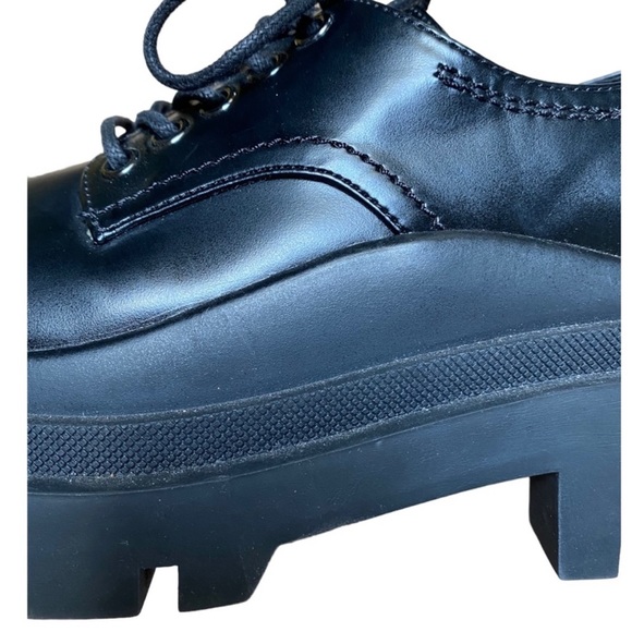 Zara Chunky Platform Black Oxford’s Flat Track Sole lug sole Mary Janes Size 7.5 - Picture 10 of 11